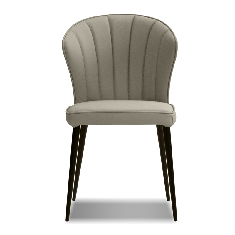 Mobital Ariel Dining Chair Pewter Leather- Black  Legs Set Of 2