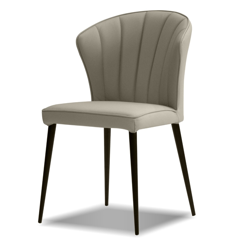 Mobital Ariel Dining Chair Pewter Leather- Black  Legs Set Of 2