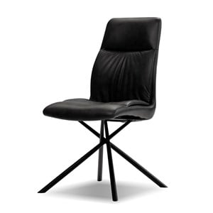 Mobital Chavez Dining Chair Midnight Grey Leatherette- Black Set Of 2