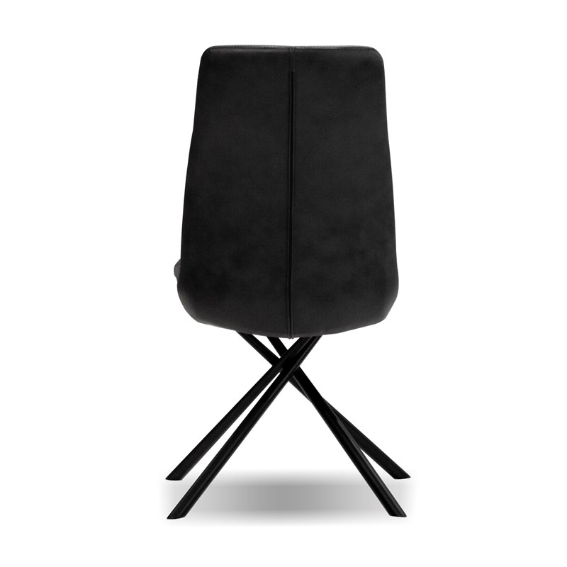 Mobital Chavez Dining Chair Midnight Grey Leatherette- Black Set Of 2
