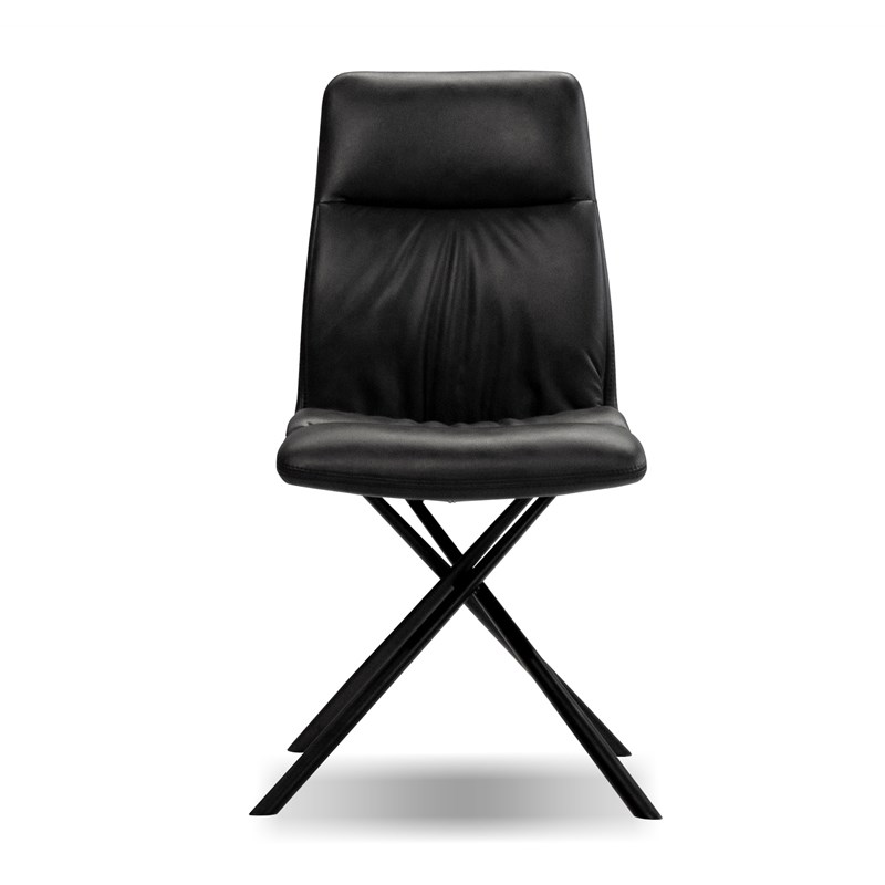 Mobital Chavez Dining Chair Midnight Grey Leatherette- Black Set Of 2