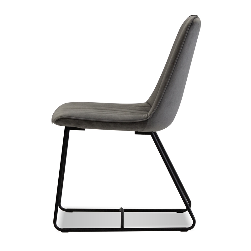 Mobital Zipper Dining Chair Pewter Velvet- Black  Legs Set Of 2