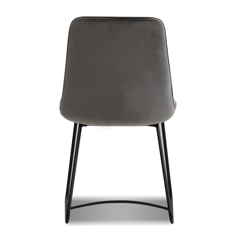 Mobital Zipper Dining Chair Pewter Velvet- Black  Legs Set Of 2