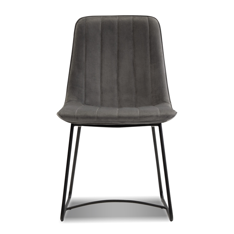 Mobital Zipper Dining Chair Pewter Velvet- Black  Legs Set Of 2