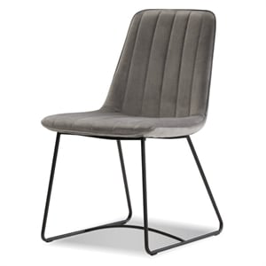 Mobital Zipper Dining Chair Pewter Velvet- Black  Legs Set Of 2