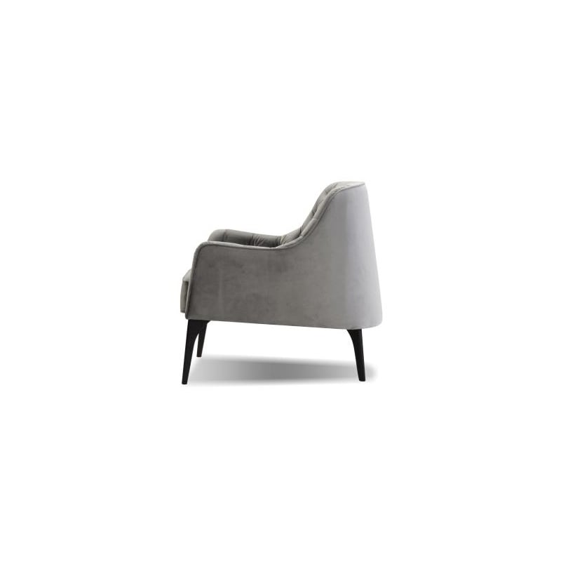 Mobital Ellington Arm Chair Pewter Velvet- Black Wood Legs