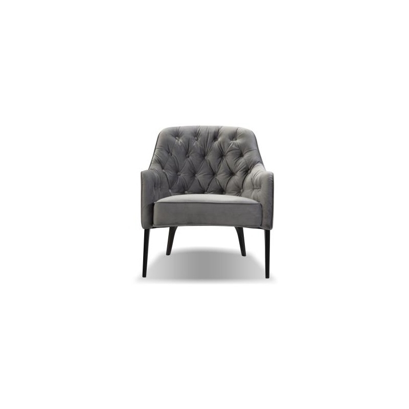 Mobital Ellington Arm Chair Pewter Velvet- Black Wood Legs