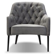 Mobital Ellington Arm Chair Pewter Velvet- Black Wood Legs