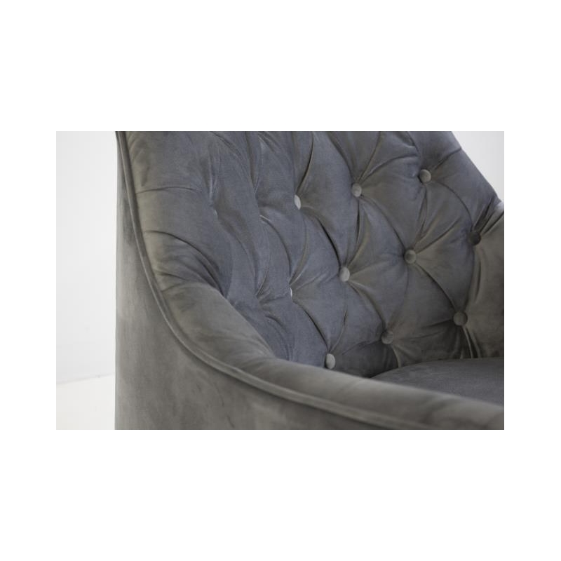 Mobital Ellington Arm Chair Pewter Velvet- Black Wood Legs