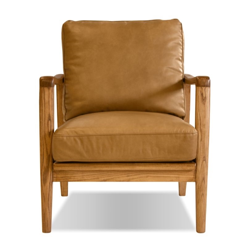 Mobital Craftsman Lounge Chair Tan Leather- Natural Ash Wood Frame