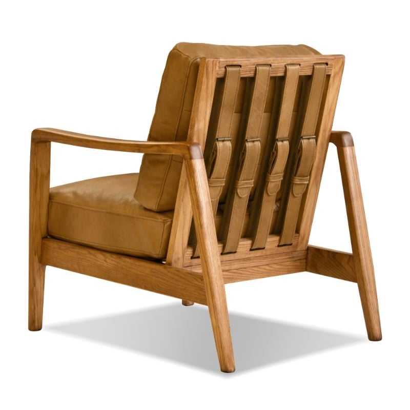 Mobital Craftsman Lounge Chair Tan Leather- Natural Ash Wood Frame