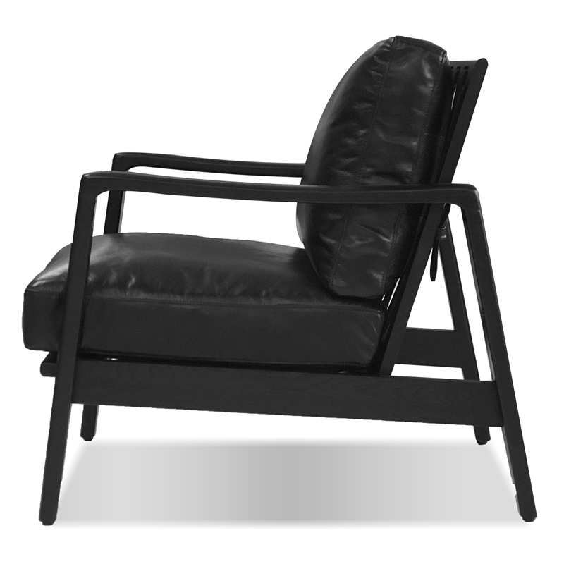 Mobital Craftsman Lounge Chair Black Leather- Matte Black Frame