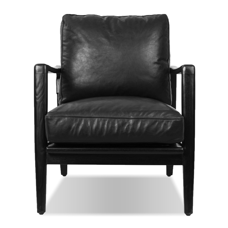 Mobital Craftsman Lounge Chair Black Leather- Matte Black Frame