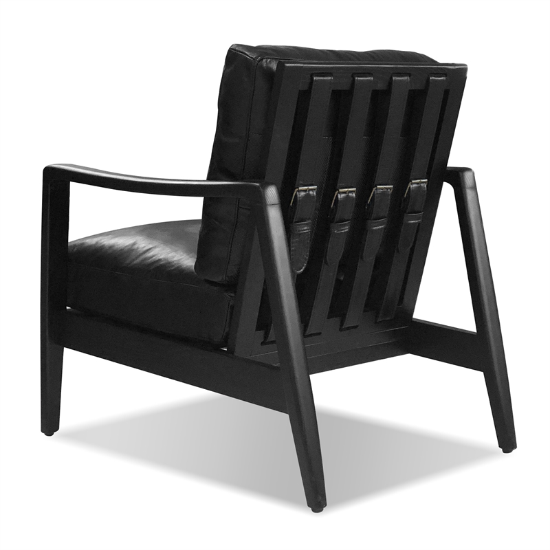 Mobital Craftsman Lounge Chair Black Leather- Matte Black Frame
