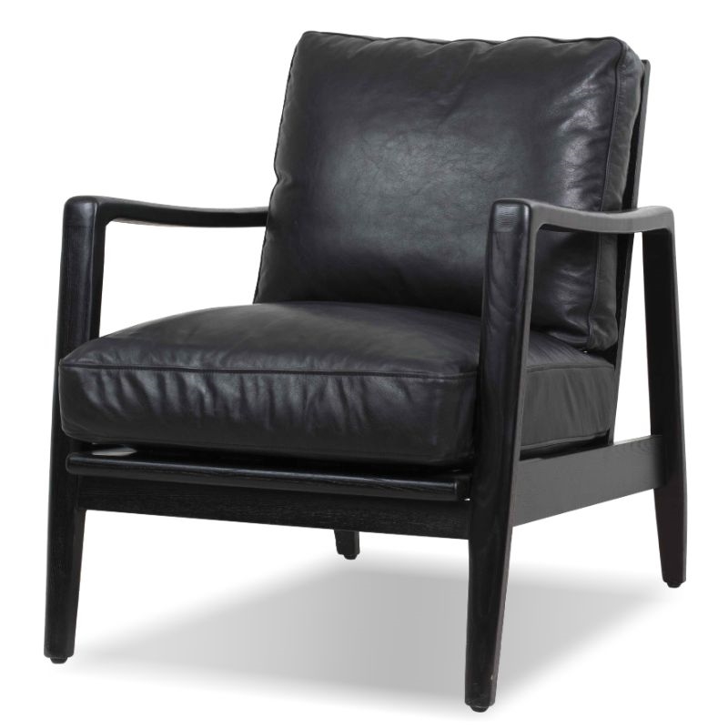 Mobital Craftsman Lounge Chair Black Leather- Matte Black Frame