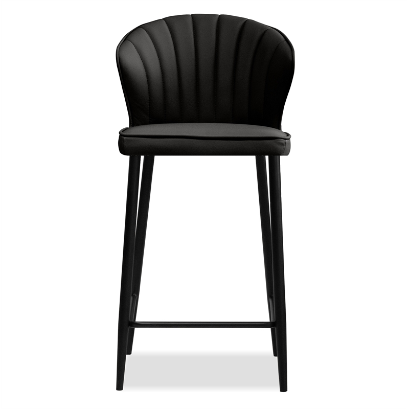 Mobital Ariel Counter Stool Black Leather- Black  Legs