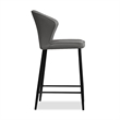 Mobital Ariel Counter Stool Smoke Leather- Black  Legs
