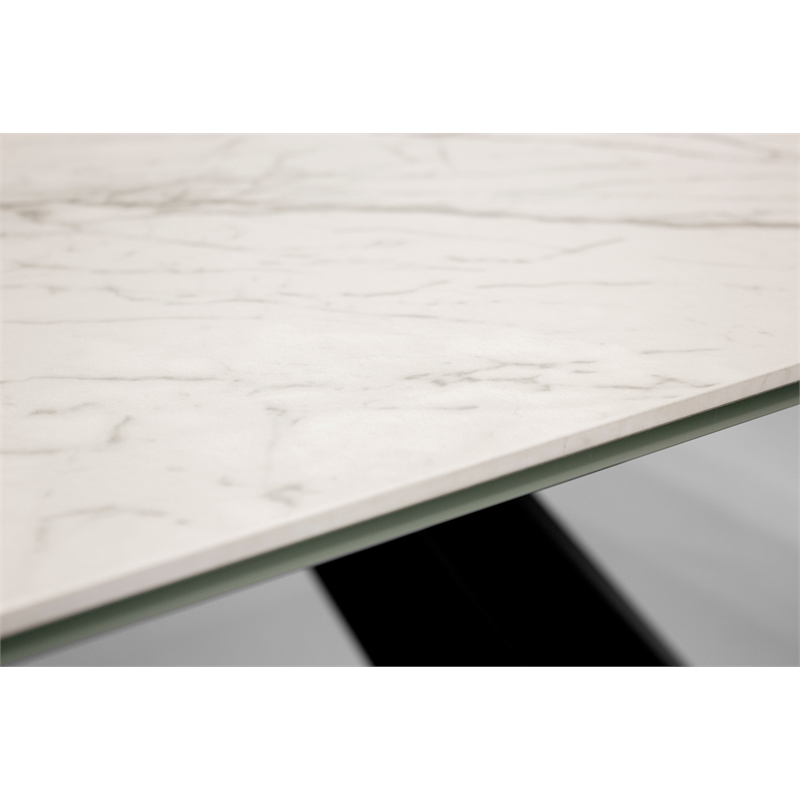 Mobital Bridge Extending Dining Table White Carrera- Black  Base