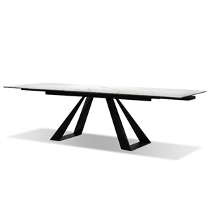 Mobital Bridge Extending Dining Table White Carrera- Black  Base