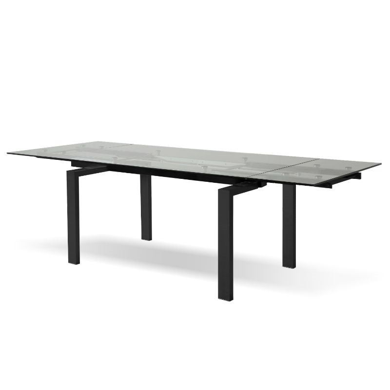Mobital Cantro Extending Dining Table Clear Glass With Black  Base