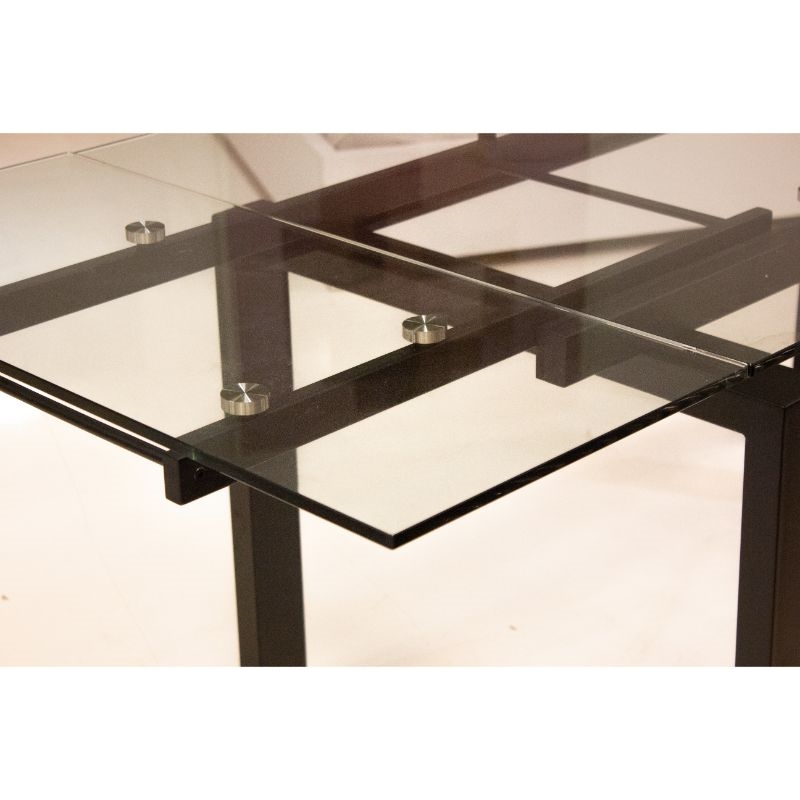 Mobital Cantro Extending Dining Table Clear Glass With Black  Base