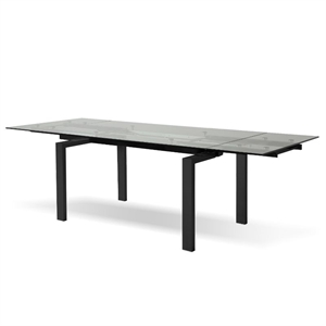 Mobital Cantro Extending Dining Table Clear Glass With Black  Base