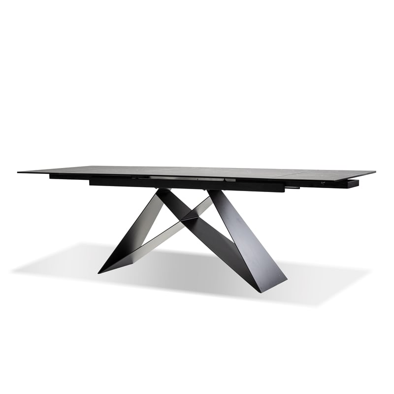 Mobital The W Dining Table Carrera Ceramic on Glass- Black  Frame