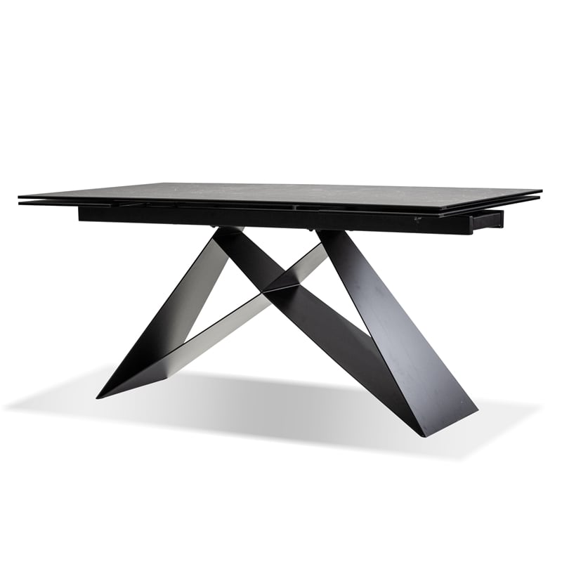 Mobital The W Dining Table Carrera Ceramic on Glass- Black  Frame