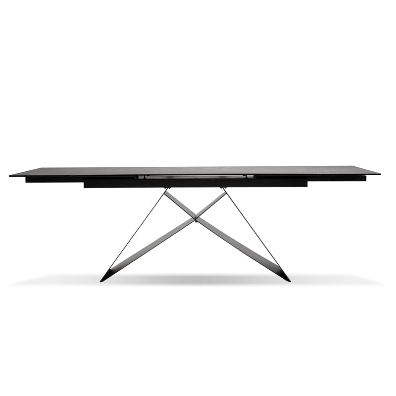 Mobital The W Dining Table Carrera Ceramic on Glass- Black  Frame