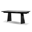 Mobital Prism Ext. Dining Table Grey Ceramic on Glass- Black  Legs