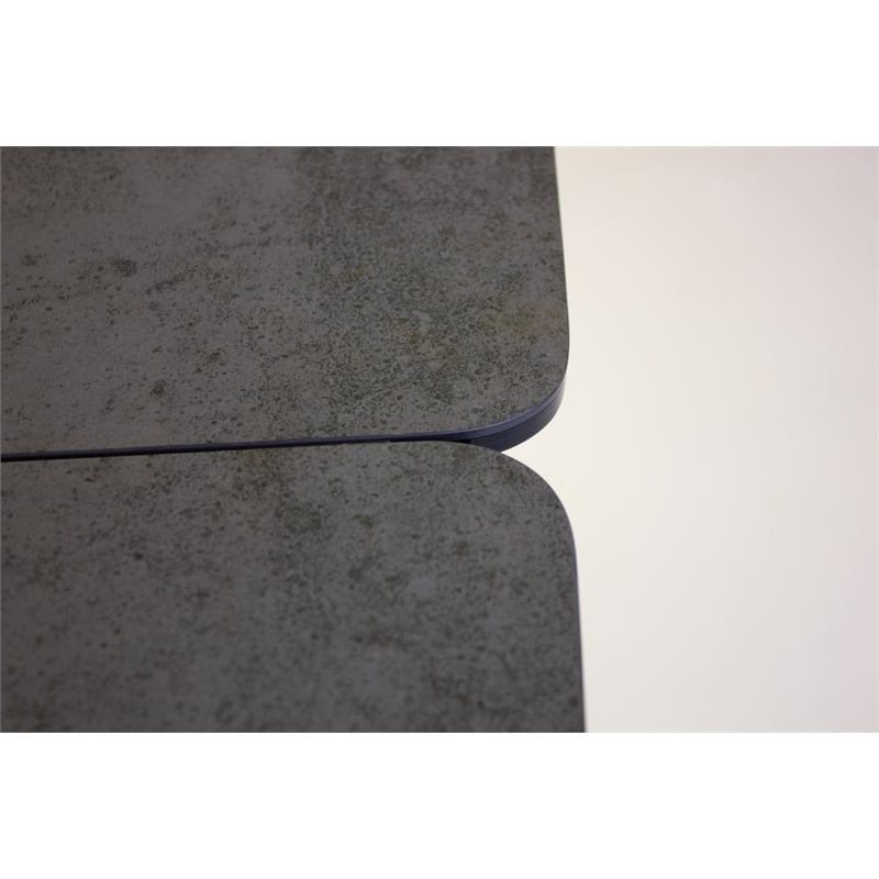 Mobital Prism Ext. Dining Table Grey Ceramic on Glass- Black  Legs