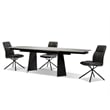 Mobital Prism Ext. Dining Table Grey Ceramic on Glass- Black  Legs