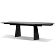 Mobital Prism Ext. Dining Table Grey Ceramic on Glass- Black  Legs