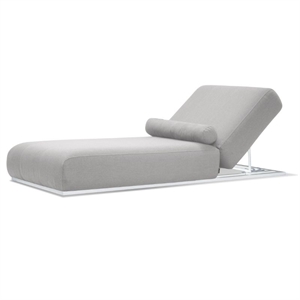 mobital bondi lounge chair sunbrella silver grey fabric- white frame