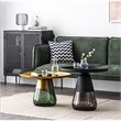 Mobital Duverre Modern Coffee Table with Antique Brass Top and Green Glass Base