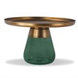 Mobital Duverre Modern Coffee Table with Antique Brass Top and Green Glass Base