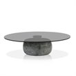 Mobital Skip Modern Tempered Glass Coffee Table in Smoke Gray Marble