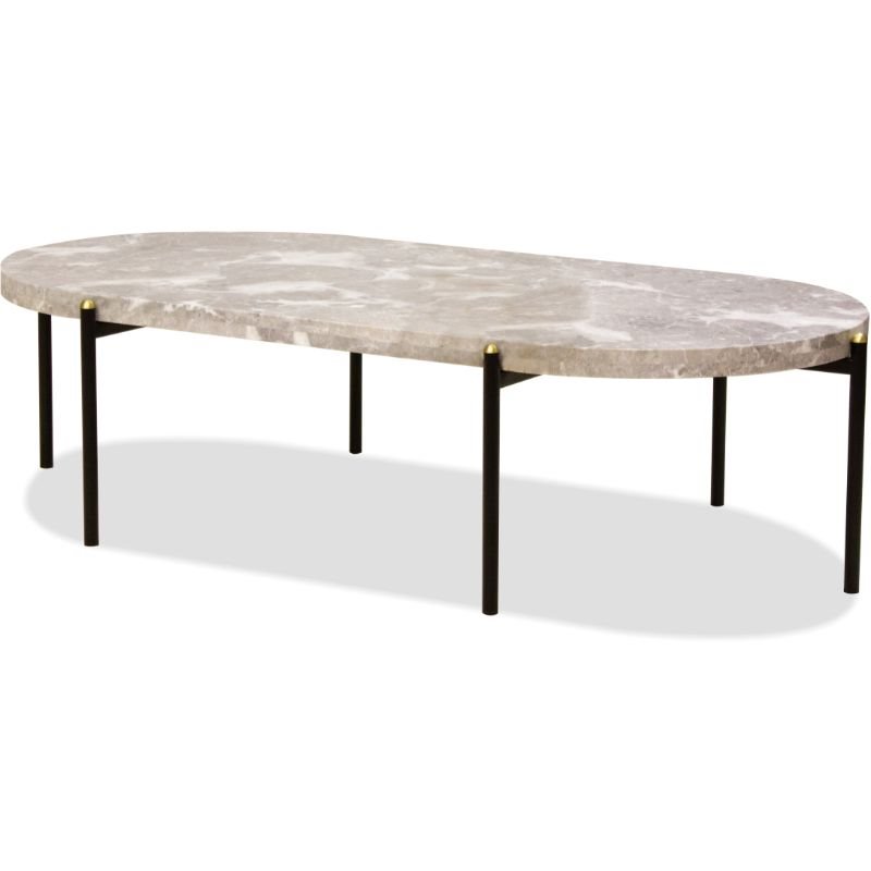Mobital Velodrome Modern Genuine Marble Coffee Table in Gray Top and Black Legs