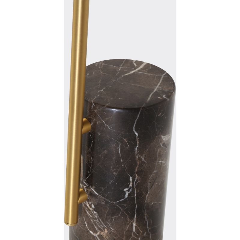 Mobital Butler Modern Marble End Table with Brass Top and Brown Base