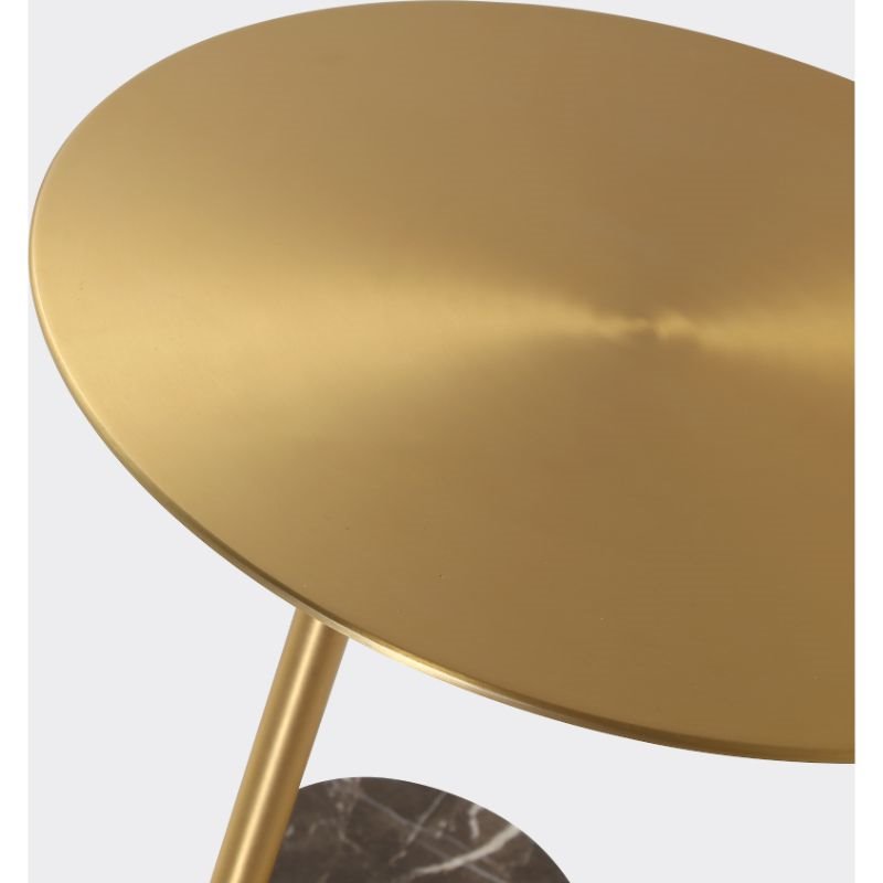 Mobital Butler Modern Marble End Table with Brass Top and Brown Base