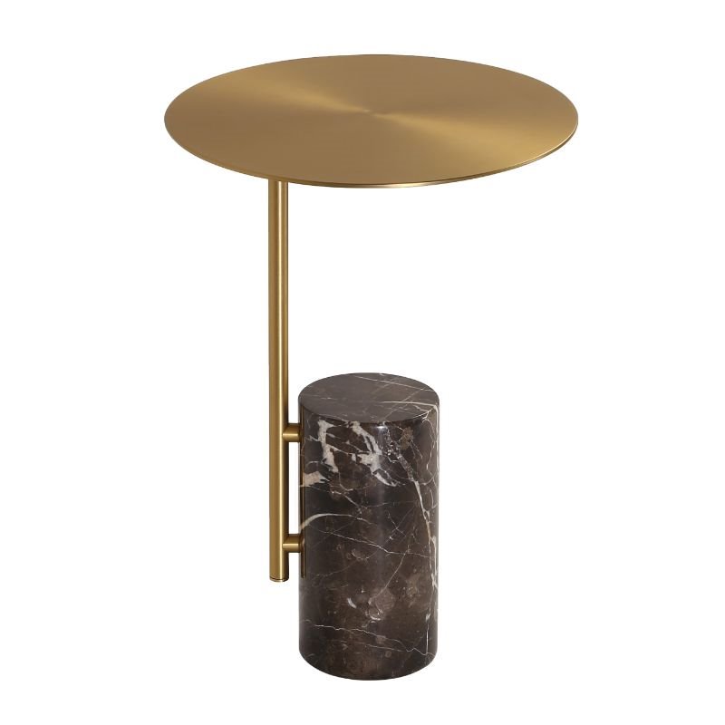 Mobital Butler Modern Marble End Table with Brass Top and Brown Base