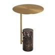 Mobital Butler Modern Marble End Table with Brass Top and Brown Base