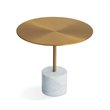 Mobital Circulo Modern Low End Table with Brass Top and White Marble Base