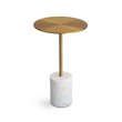 Mobital Circulo Modern End Table with Antique Brass Top and White Marble Base