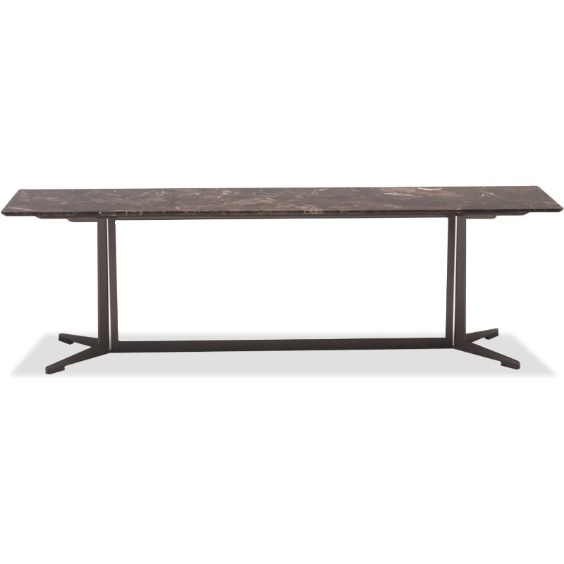 Mobital Navajo Modern Dark Emperador Marble Sofa Table with Black Base