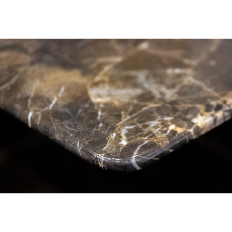 Mobital Navajo Modern Dark Emperador Marble Sofa Table with Black Base