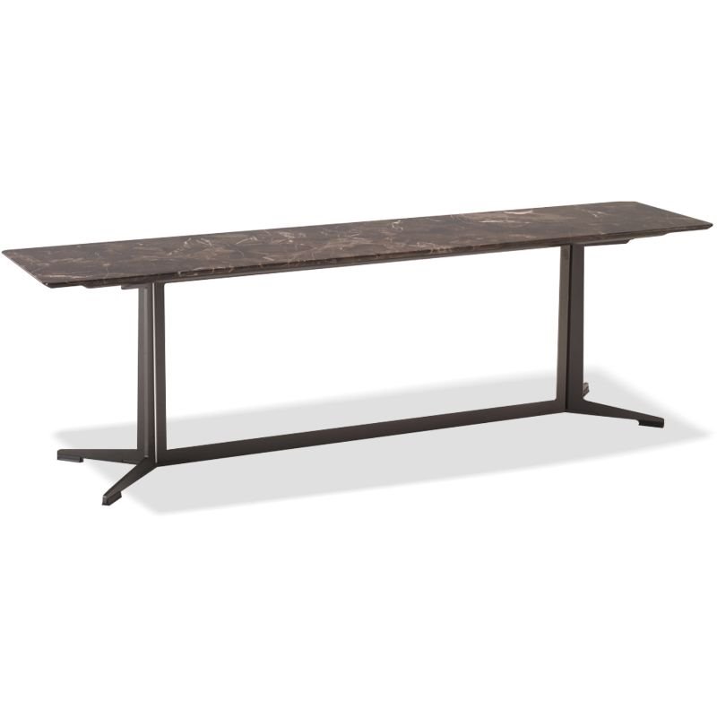 Mobital Navajo Modern Dark Emperador Marble Sofa Table with Black Base