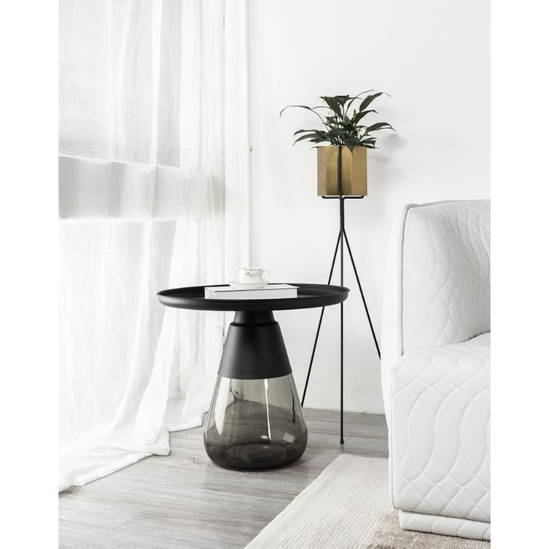 Mobital Duverre Modern Aluminum Top End Table Powder Coated in Matte Black