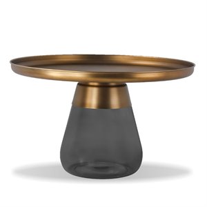 mobital duverre modern coffee table with antique brass steel top and gray glass base