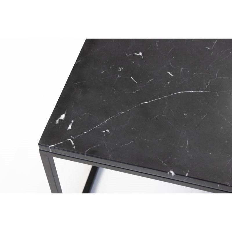 Mobital Onix Modern Rectangule Coffee Table in Black Marble and Black Legs
